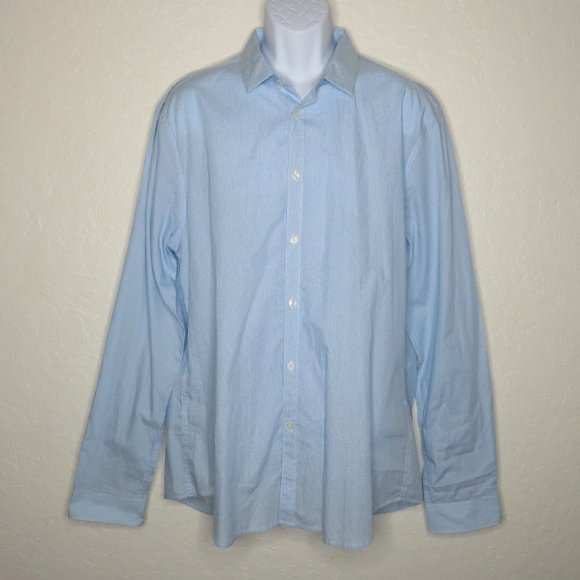 H&M Other - H&M* Men's Long Sleeve Button Down Curved Hem Striped Dress Shirt~ Size‎ XL